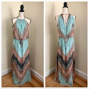 Vince Camuto | Halter Blouson Print Chiffon Dress